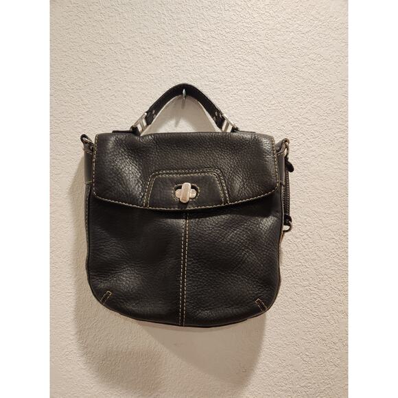 Vintage Fossil Black Genuine Leather Handbag 10x10 Purse , can add strap - Picture 2 of 13